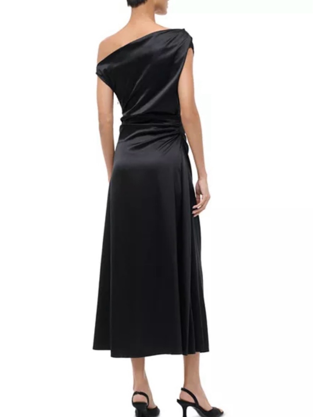 STAUD Black One-Shoulder Satin Gown - Picture 4 of 5